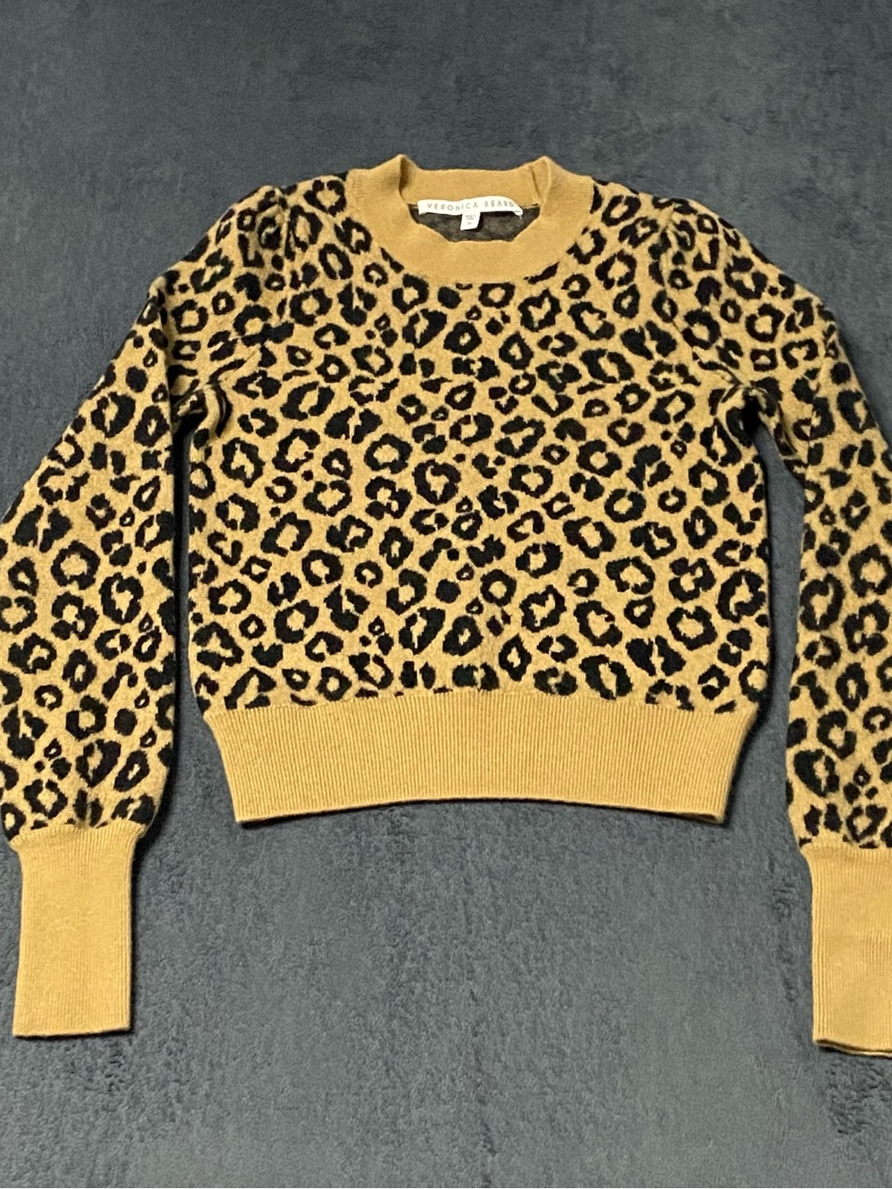 Veronica Beard Penny Leopard Sweater Women XS Preppy Wool Blend Pullover